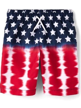 The Children’s Place Boys Red, White & Navy Star Swim Trunks sz 16